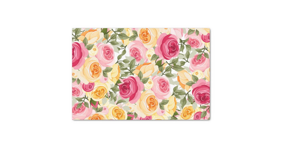 Elegant Vintage Floral Rose Tissue Paper, Zazzle