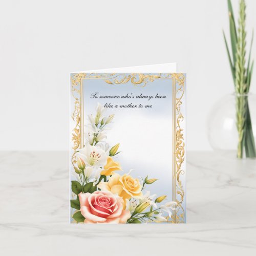 Pink  Yellow Roses White Lily Mothers Day Holiday Card