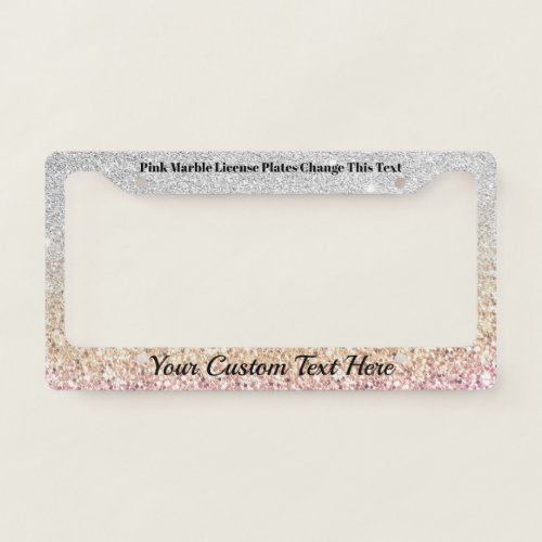 Pink Yellow Shining Modern Sparkle Bling Silver License Plate Frame