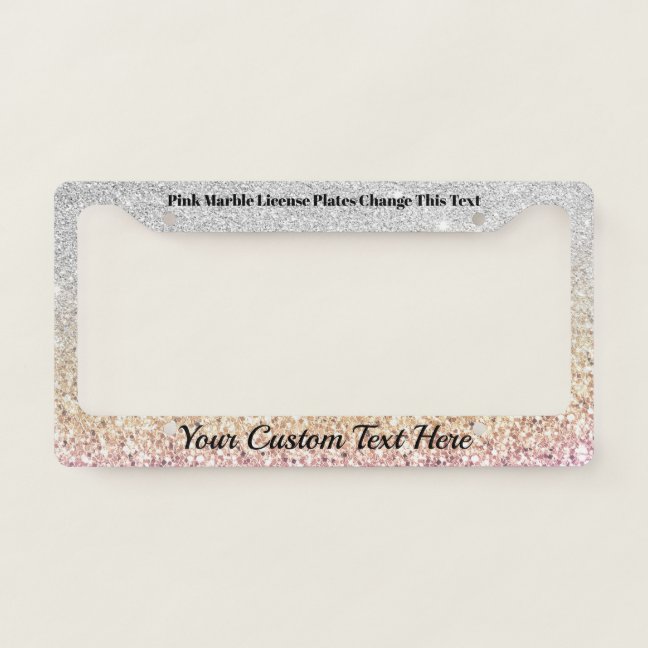 Pink Yellow Shining printed sparkle effect License Plate Frame