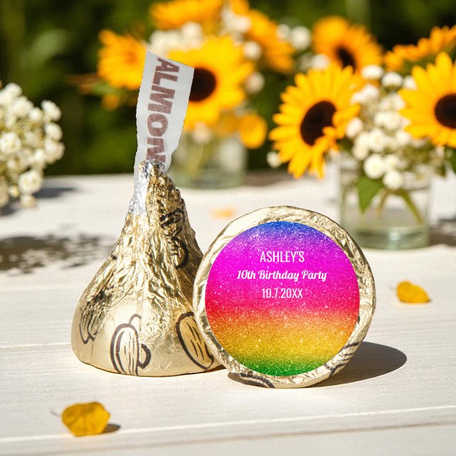 Pink Yellow Sparkle Birthday   Hershey®'s Kisses® (Creator Uploaded)