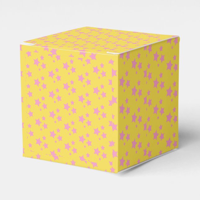 Pink Yellow Stars Modern design Favor Boxes (Front Side)