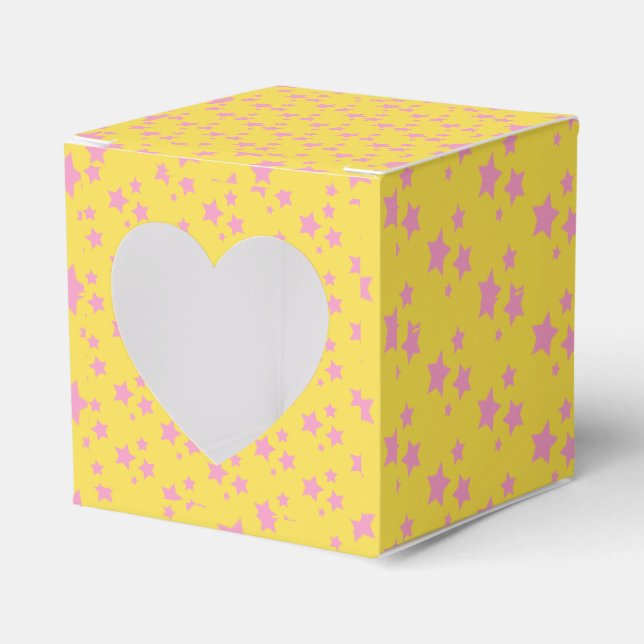 Pink Yellow Stars Modern design Favor Boxes (Front Side)