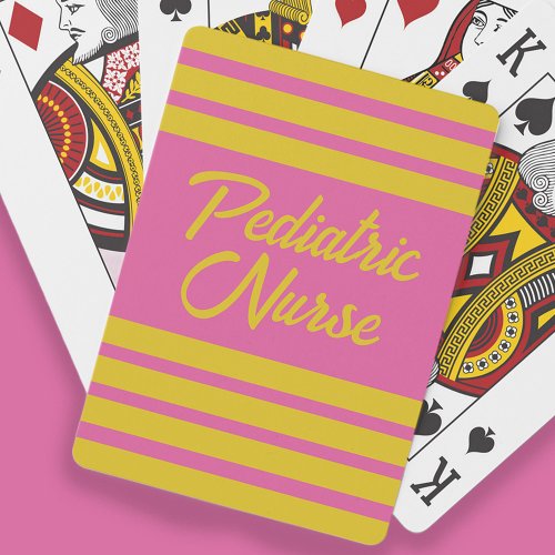 Pink Yellow Striped Pediatric Nurse Poker Cards