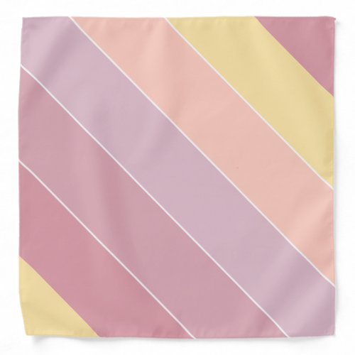 Pink Yellow Striped Trendy Color Harmony Elegant Bandana