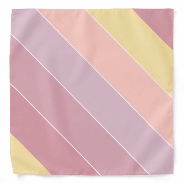 Pink Yellow Striped Trendy Color Harmony Elegant Bandana (Front)
