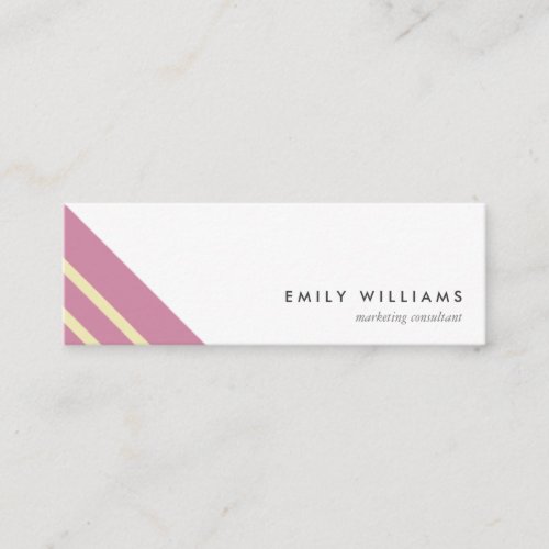 Pink yellow stripes geometric minimal elegant Mini Business Card