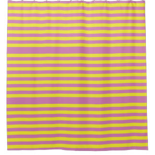 Pink Yellow Stripes Shower Curtain