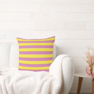 Pink Yellow Stripes Throw Pillow