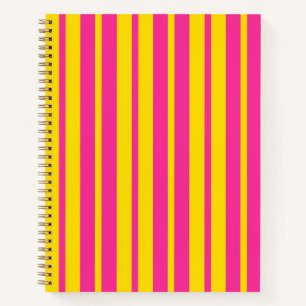 Pink Yellow Stylish Stripes Pattern Design Notebook