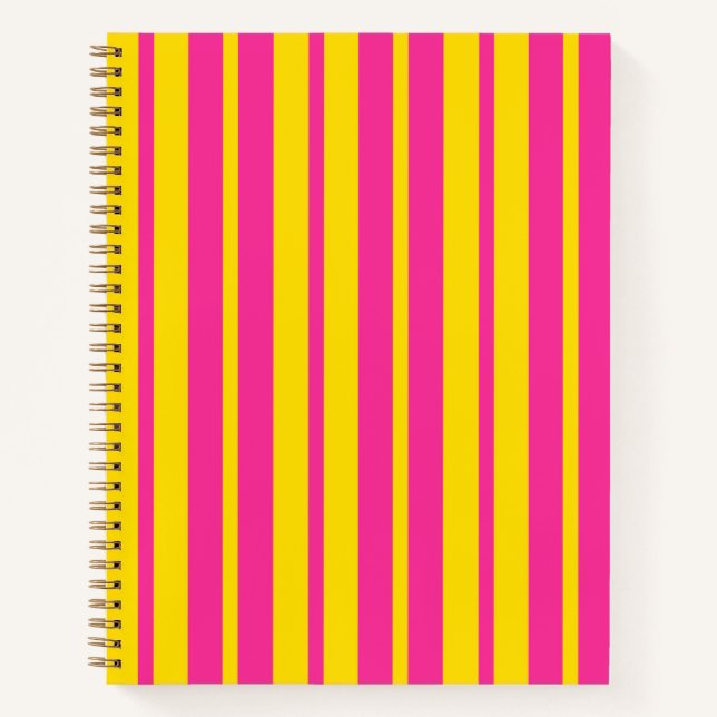 Pink Yellow Stylish Stripes Pattern Design  Notebook (Front)