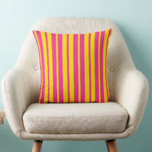 Pink Yellow Stylish Stripes Pattern Design  Throw Pillow