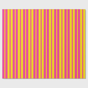 Pink Yellow Stylish Stripes Pattern Design Wrapping Paper