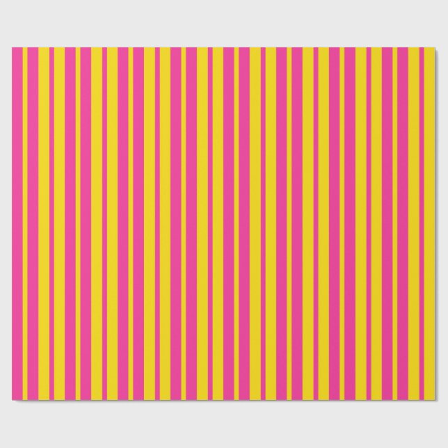 Pink Yellow Stylish Stripes Pattern Design  Wrapping Paper (Flat)