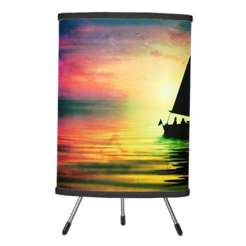 Pink  Yellow Sunset Tripod Nature Lamp