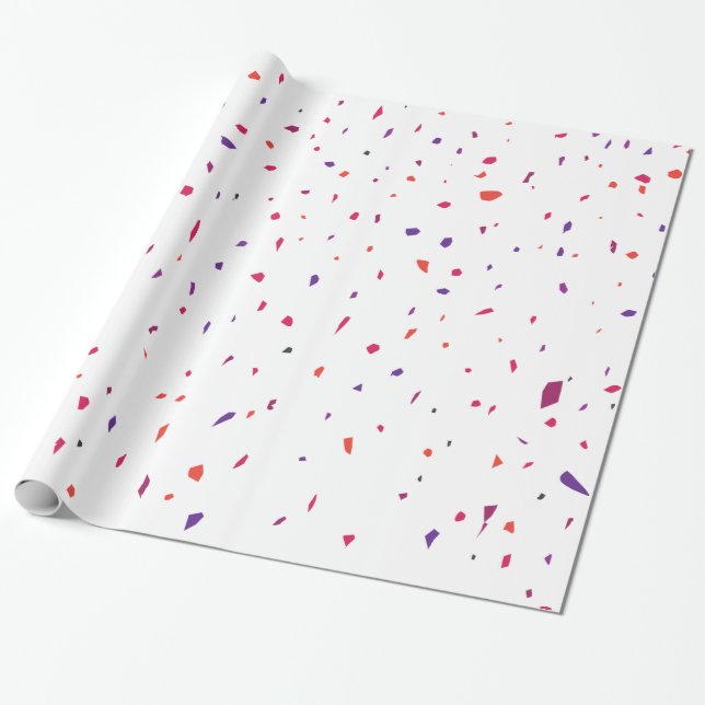 Pink Yellow Terrazzo Pieces Wrapping Paper (Unrolled)