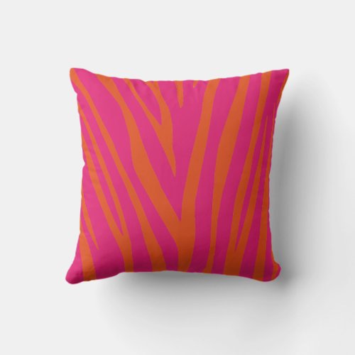 Pink  Yellow Tiger Pattern Throw Pillow