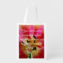 Pink Yellow Tulip / Bible Grocery Bag