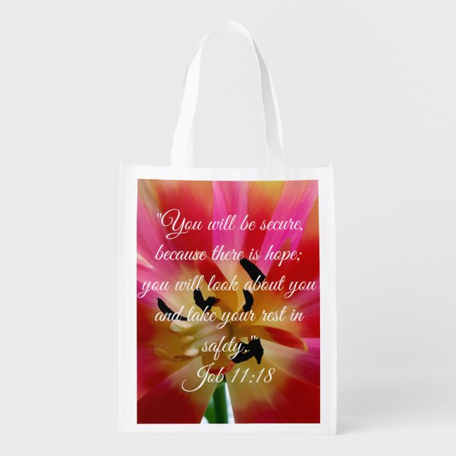 Pink Yellow Tulip / Bible Grocery Bag (Front)