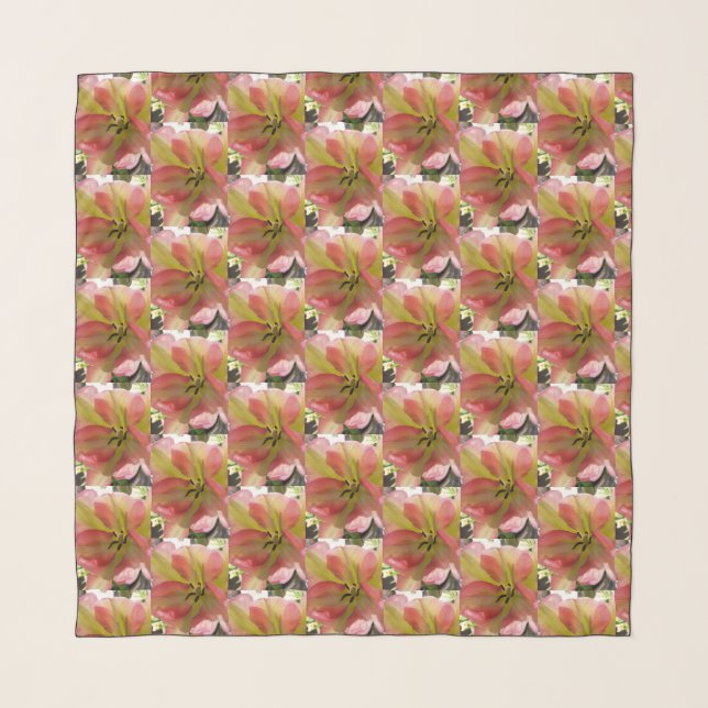 Pink & Yellow Tulip Chiffon Scarf (Front)