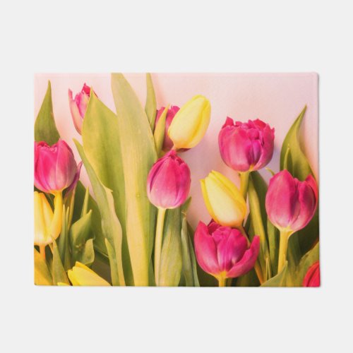 Pink  Yellow Tulips Doormat