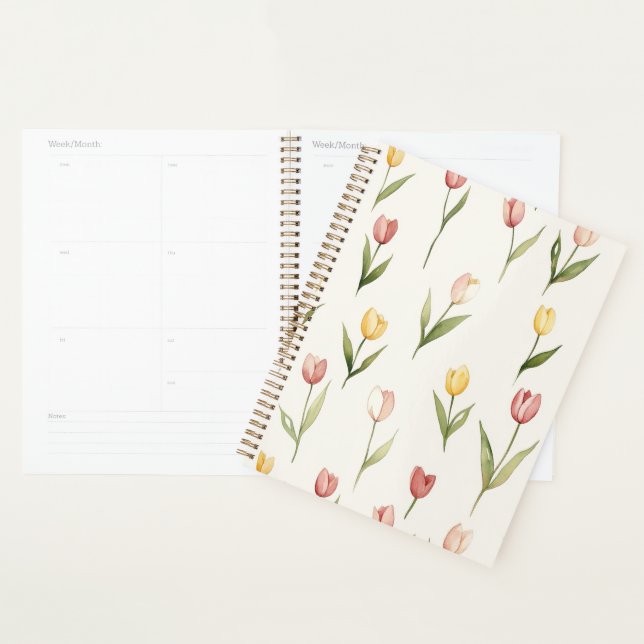 Pink Yellow Tulips Flowers   Planner (Display)