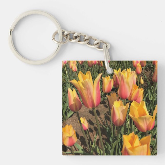 Pink & Yellow Tulips Keychain (Front)