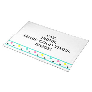 Pink Yellow Turquoise Polka Dots Cloth Placemat