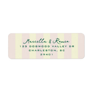 Pink Yellow Vertical Stripes Modern Return Address Label