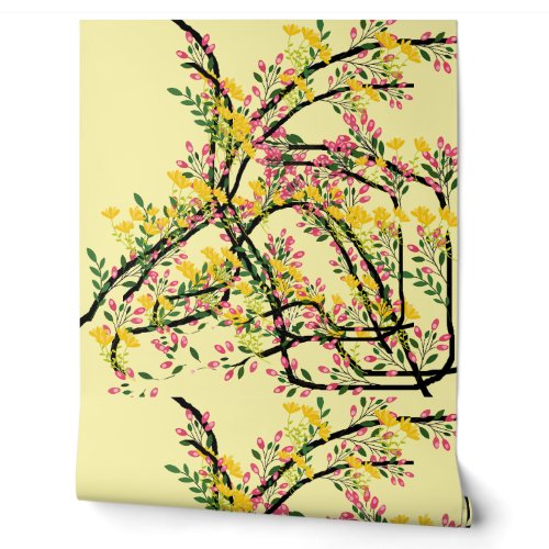 Pink Yellow Vine Blossoms Wallpaper