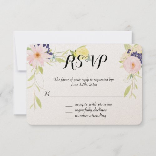 Pink Yellow Watercolor Floral RSVP