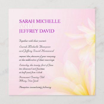 Pink Yellow Watercolor Floral Wedding Invitations by deluxebridal at Zazzle