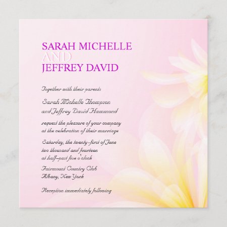 Pink Yellow Watercolor Floral Wedding Invitations