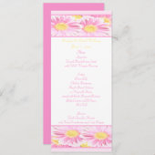 Pink Yellow White Daisies Wedding Menu Card (Front/Back)