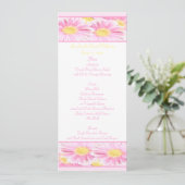Pink Yellow White Daisies Wedding Menu Card (Standing Front)