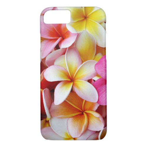 Pink Yellow White Mixed Plumeria Flower iPhone 87 Case