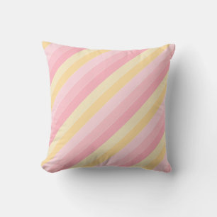 Pink Yellow White Stripes Modern Template Stylish Throw Pillow