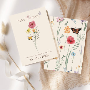 Pink Yellow Wildflower Whimsical Save The Date