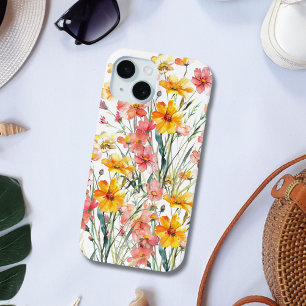 Pink Yellow Wildflowers Floral iPhone 15 14 13 iPhone 15 Case