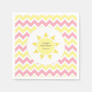 Pink Yellow You are my sunshine theme party Napkins
