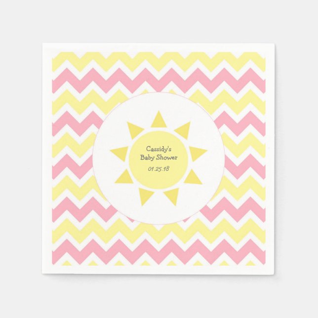 Pink Yellow You are my sunshine theme party Napkins (Front)