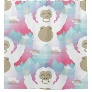 pink yeti bathroom shower curtain