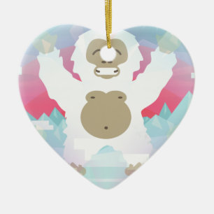 pink yeti ceramic ornament