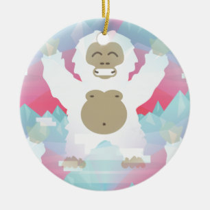 pink yeti ceramic ornament