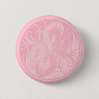Pink Yin Yang Phoenix Button