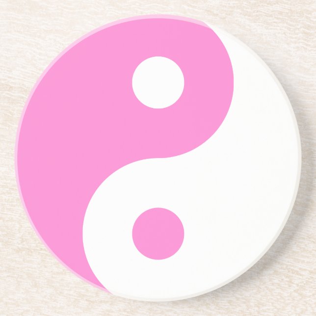 Pink Yin Yang Symbol Coaster (Front)