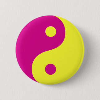 Pink Yin Yang Taoist Symbol Pinback Button