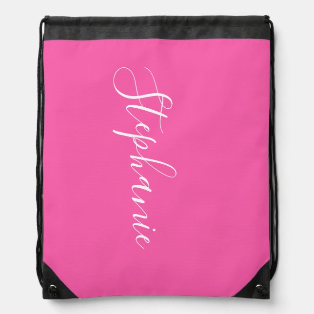 Pink Yoga monogram modern workout  Drawstring Bag (Front)