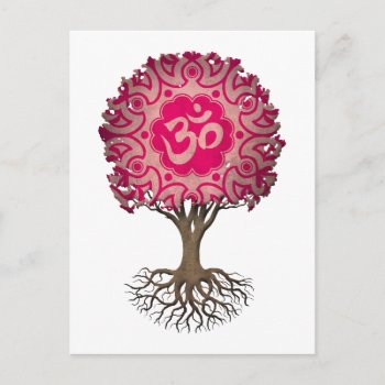 Pink Yoga Om Tree Of Life Postcard by JeffBartels at Zazzle