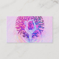Pink Yoga Tree Woman in Pastel Colors Business Card
